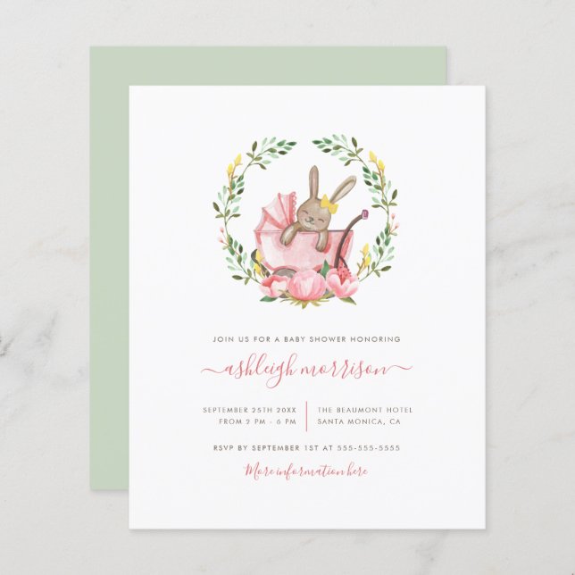 Papier Lit budgétaire bébé fille Baby Shower Sleeping Bun (Devant / Derrière)