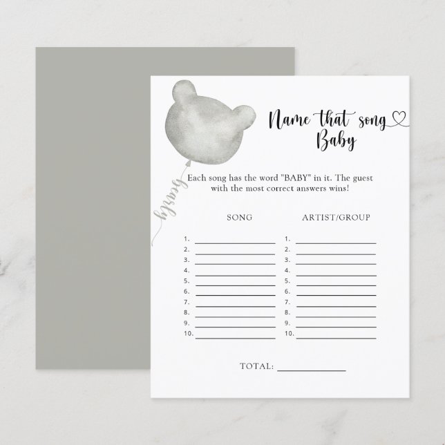 Papier Little Bear Nom que Baby Song (Devant / Derrière)