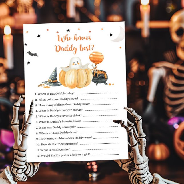 Papier Little Boo Citrouille Qui connaît Daddy Best Game (Pumpkin Halloween Baby Shower Who knows Daddy Best Game)