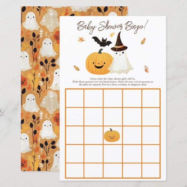 Papier Little Boo Halloween Baby shower cadeau Bingo (Devant / Derrière)