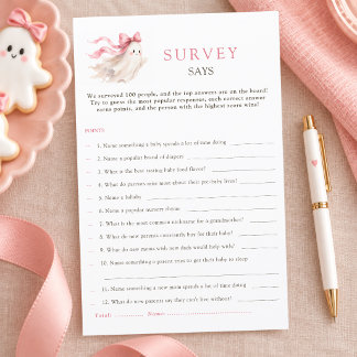 Papier Little Boo Ruban Rose Bébé Fille Shower Sondage Di