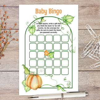 Papier Little Citrouille Storybook Baby shower Bingo Jeu