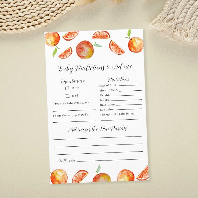 Papier Little Cutie Baby shower Prédictions et conseils j (Créateur téléchargé)