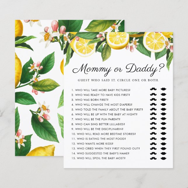 Papier Little Cutie Mommy ou papa Baby shower Jeu (Devant / Derrière)