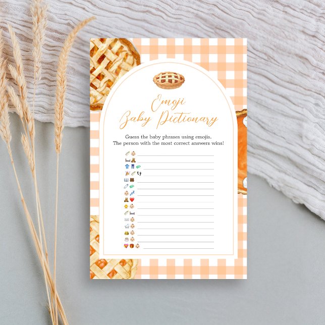 Papier Little Cutie Pie Baby shower Emoji Pictionary Jeu (Little Cutie Pie Gingham Baby Shower Game)