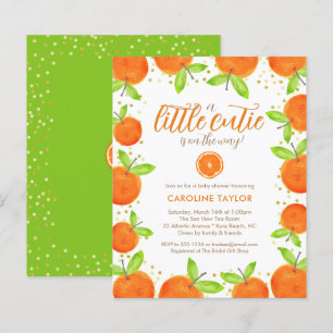 Papier Little Cutie sur le chemin Orange Baby shower Invi