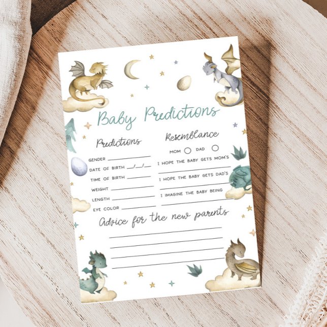Papier Little Dragon Baby Shower Baby Predictions Game (Dragon Baby Shower Game)