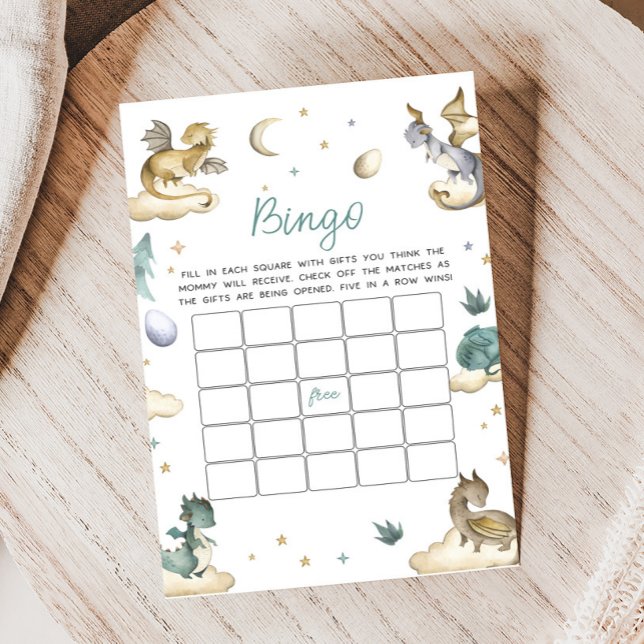 Papier Little Dragon Baby Shower Bingo Game (Dragon Baby Shower Game)