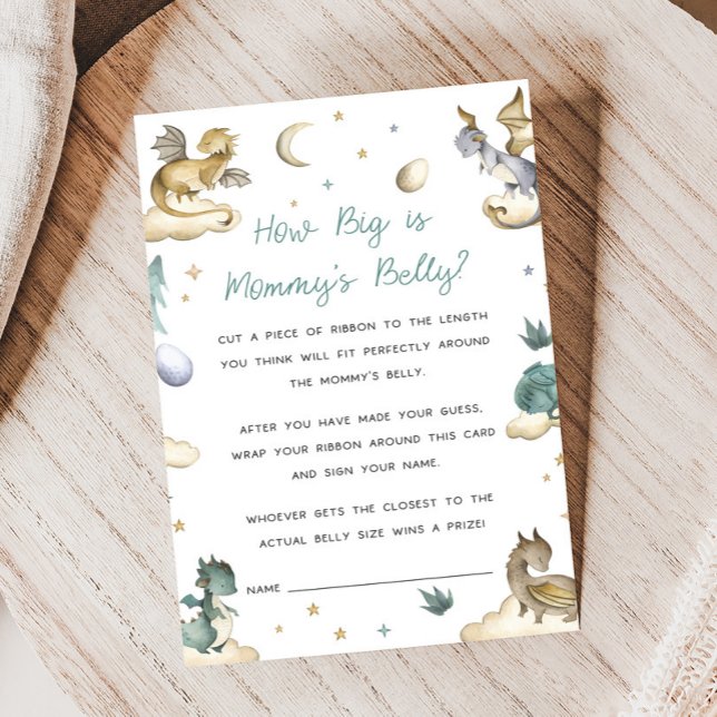 Papier Little Dragon Baby Shower How Big is Game (Dragon Baby Shower Game)