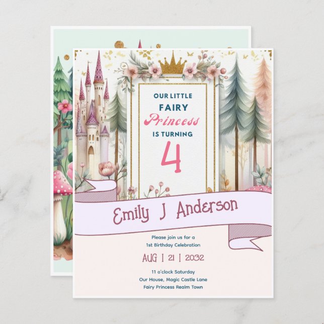 Papier Little Fairy Princess Anniversaire N'IMPORTE QUEL  (Devant / Derrière)