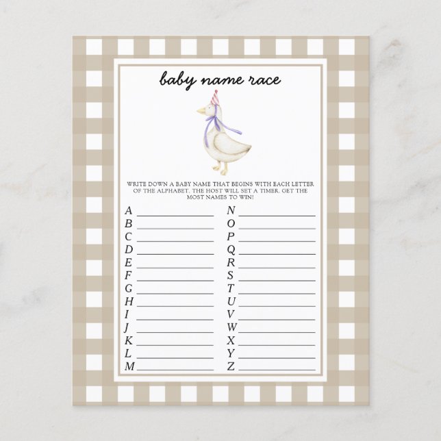 Papier Little Goose - Baby name race game (Devant)