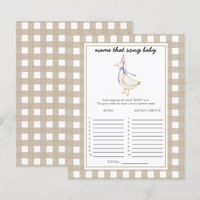 Papier Little goose - Nom que Baby Song (Devant / Derrière)
