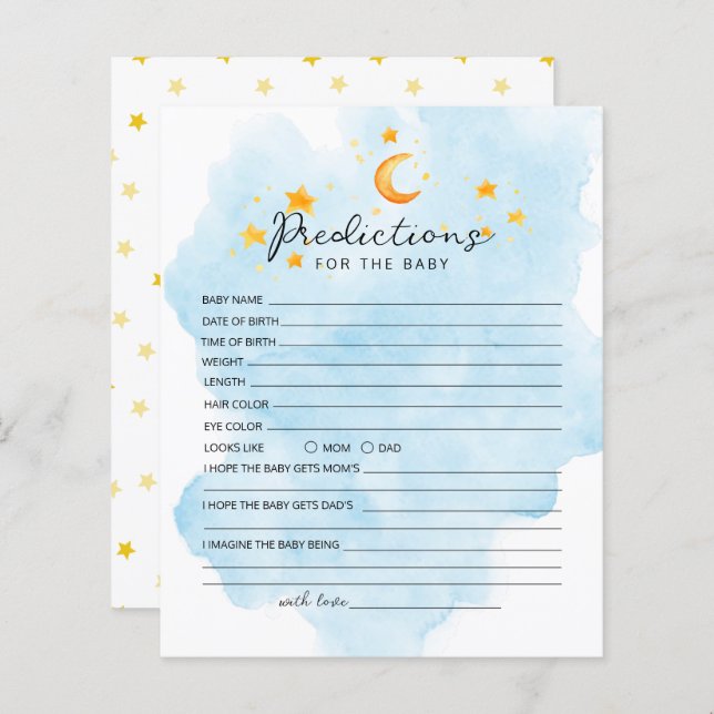 Papier Little Lion C'est un garçon Aquarelle Bleu Prédict (Devant / Derrière)