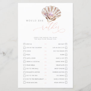 Papier Little Pearl Voudrait-Elle Plutôt Baby shower Jeu