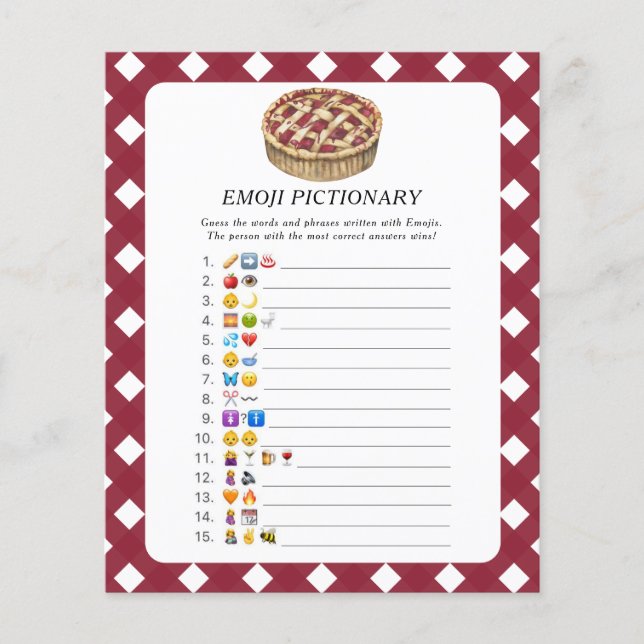 Papier Little Pie baby shower Emoji jeu pictural (Devant)