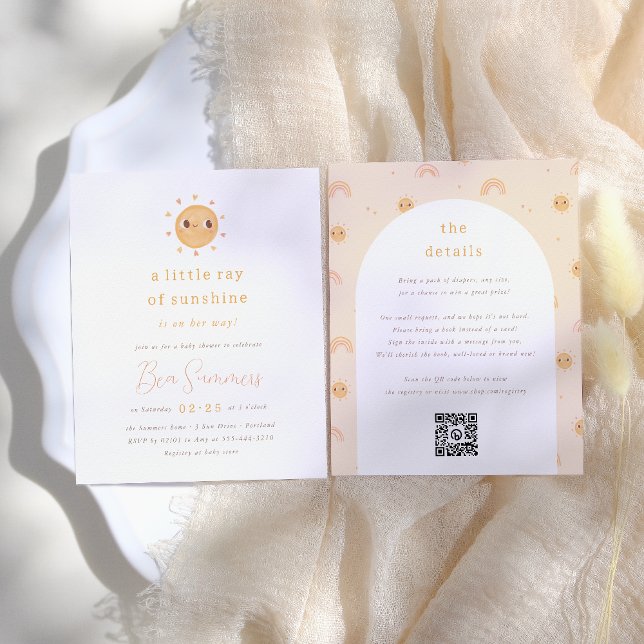 Papier Little Ray of Sunshine Budget QR Girl Baby shower (Créateur téléchargé)