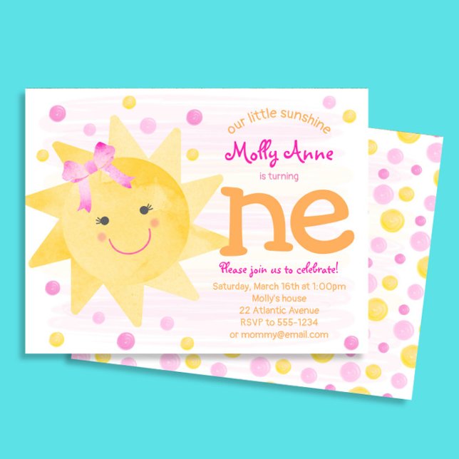 Papier Little Sunshine Budget 1er Anniversaire Invitation (Créateur téléchargé)