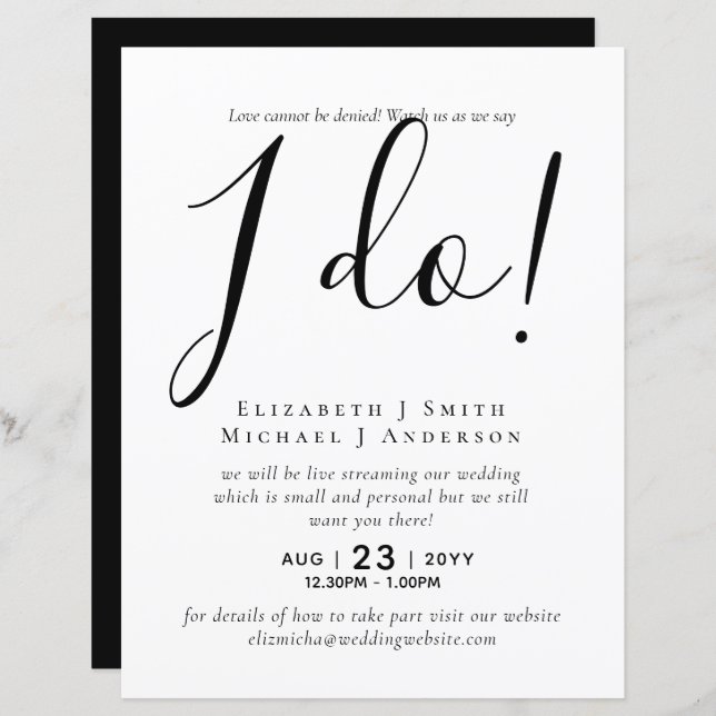 Papier Livestreaming Wedding Invite - Regardez-Nous Dire  (Devant / Derrière)