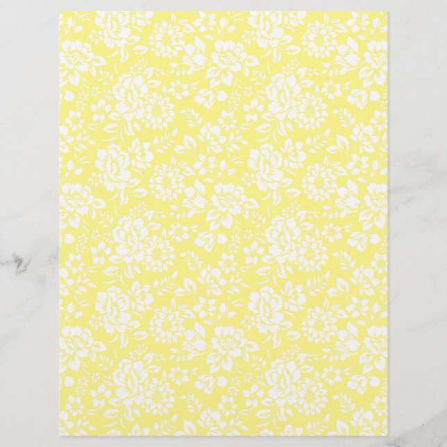 Papier Livre blanc Floral Jaune Arts et artisanat (Devant)