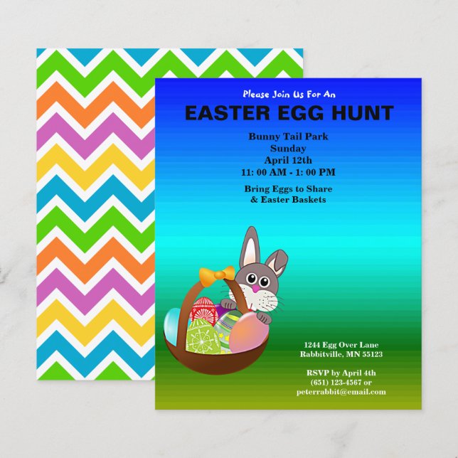 Papier Livre de chasse aux oeufs peints et lapin de Pâque (Devant / Derrière)
