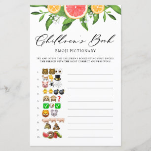 Papier Livre de pamplemousse Emoji Pictionary Baby shower