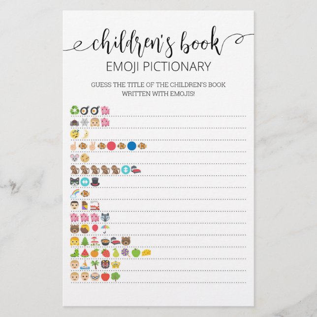 Papier Livre d'enfants Emoji Pictionary jeu avec réponses (Devant)