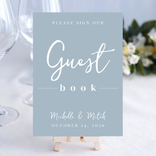 Papier Livre d'or de mariage simple calligraphie bleu pou