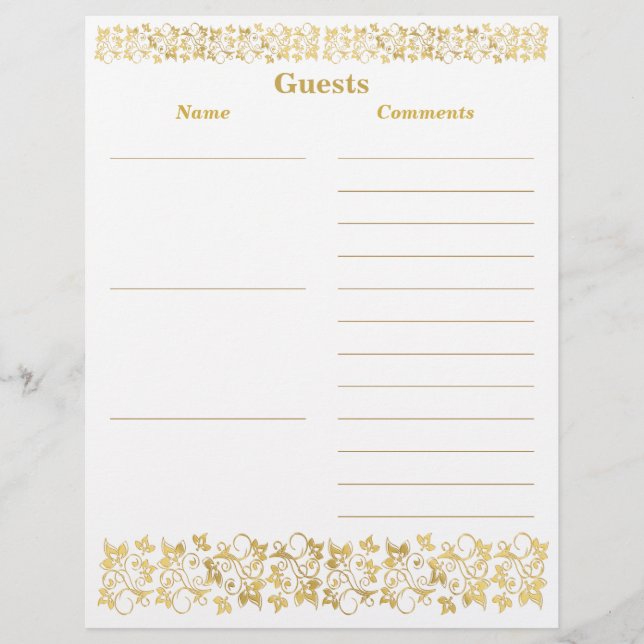 Papier Livre d'or floral blanc (Devant)