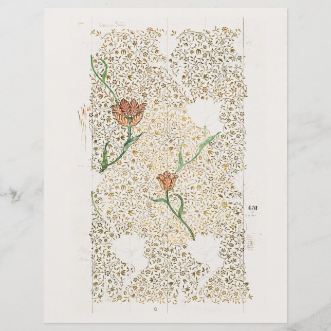 PAPIER LIVRE D'ORDINATEUR : WILLIAM MORRIS : GARDEN TULIP (Devant)