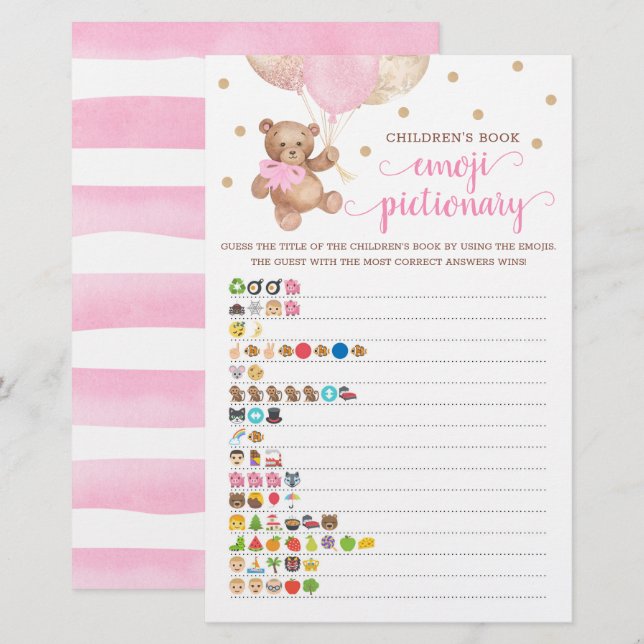 Papier Livre pour enfants Emoji Pictionary Jeu Teddy Bear (Devant / Derrière)