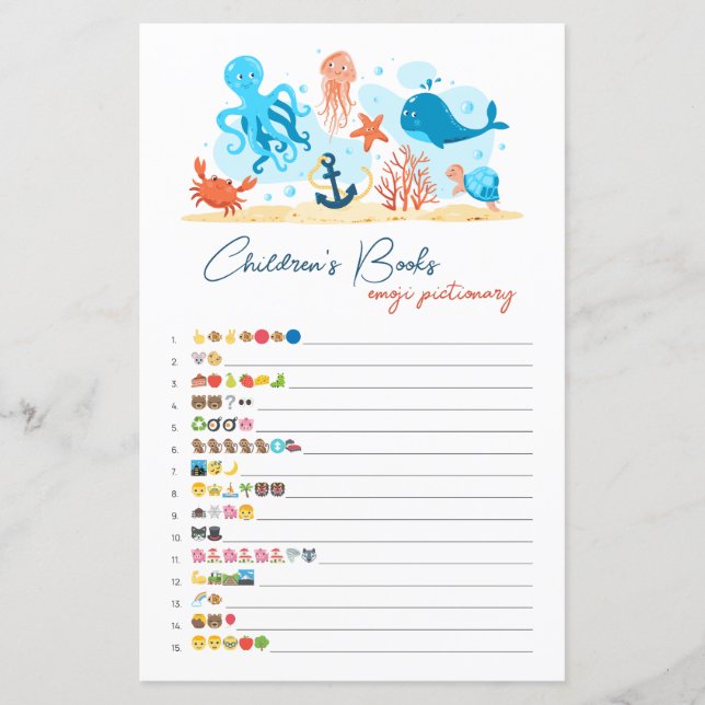 Papier Livres pour enfants sous la mer emoji pictionary (Devant)