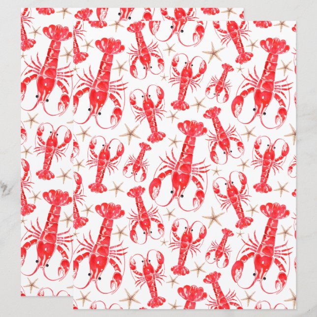 Papier Lobsters Scrapbook Paper (Devant / Derrière)