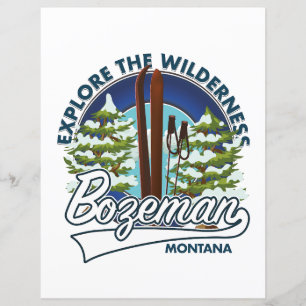 Papier logo d'affiche de ski Bozeman Montana