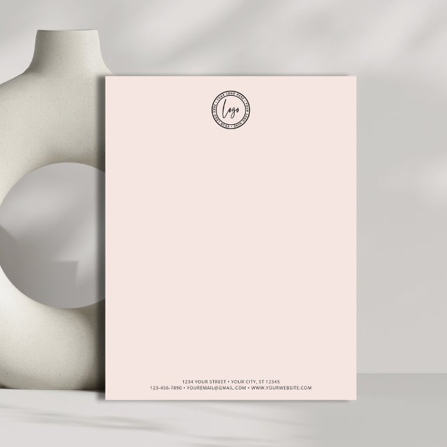 Papier Logo d'entreprise Moderne Minimal Simple Blush Ros (Créateur téléchargé)