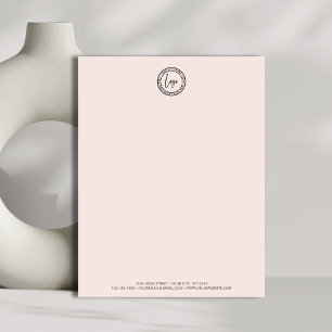 Papier Logo d'entreprise Moderne Minimal Simple Blush Ros