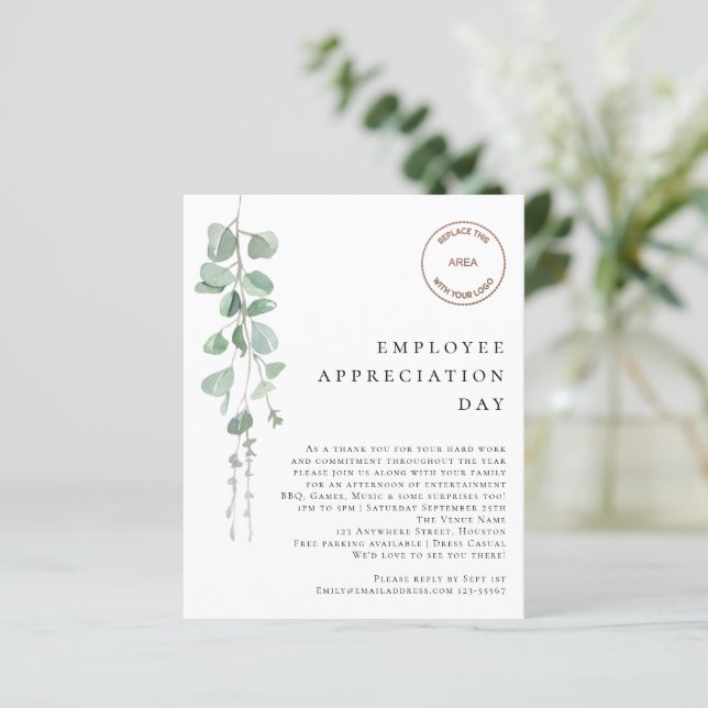 Papier Logo du jour d'appréciation des employés Eucalyptu (Debout devant)