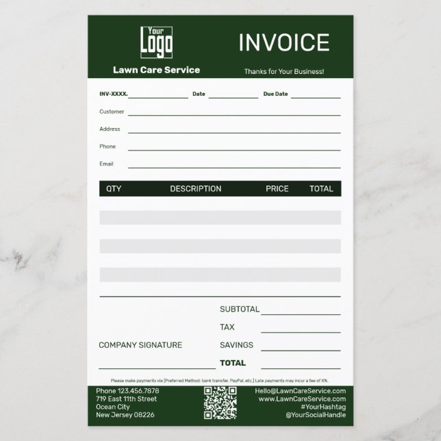 Papier Logo du service d'entretien de pelouse Code QR Fac (Devant)