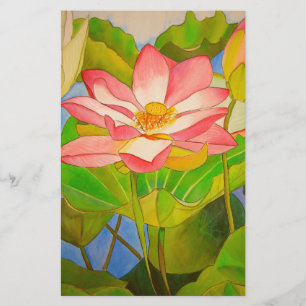 Papier Lotus rose nénuphar aquarelle peinture