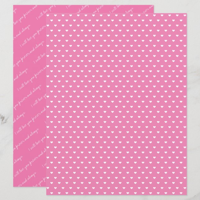 Papier Love Always & Forever Pink Heart Scrapbook Paper (Devant / Derrière)