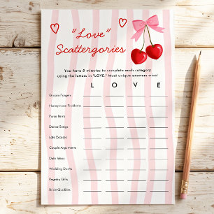 Papier Love Scattegories Cerise Bow Jeu de Baby Shower de