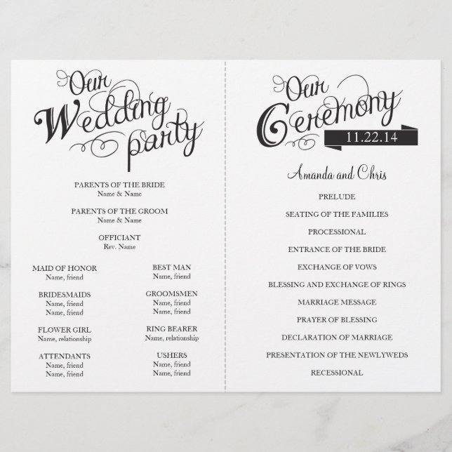 Papier Love Story Wedding Program Circulaire (Devant)