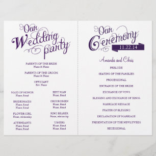 Papier Love Story Wedding Program Flyer-Purple