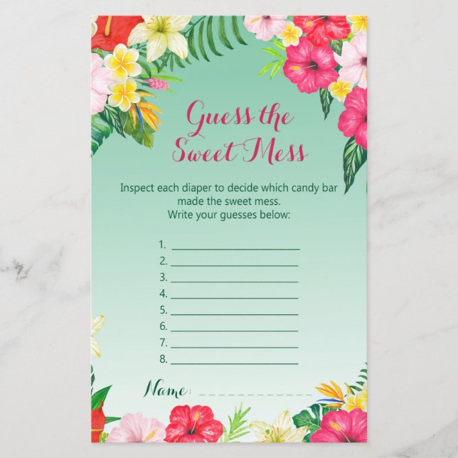 Papier Luau Baby shower tropical Jeu IMPRIMÉ (Devant)