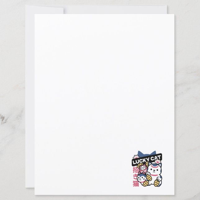 Papier Lucky Cat Maneki Neko – Japanese Fortune Cat  (Devant)