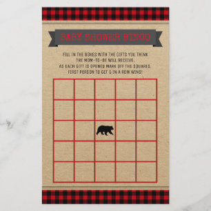 Papier Lumberjack Boys Baby shower Bingo Card