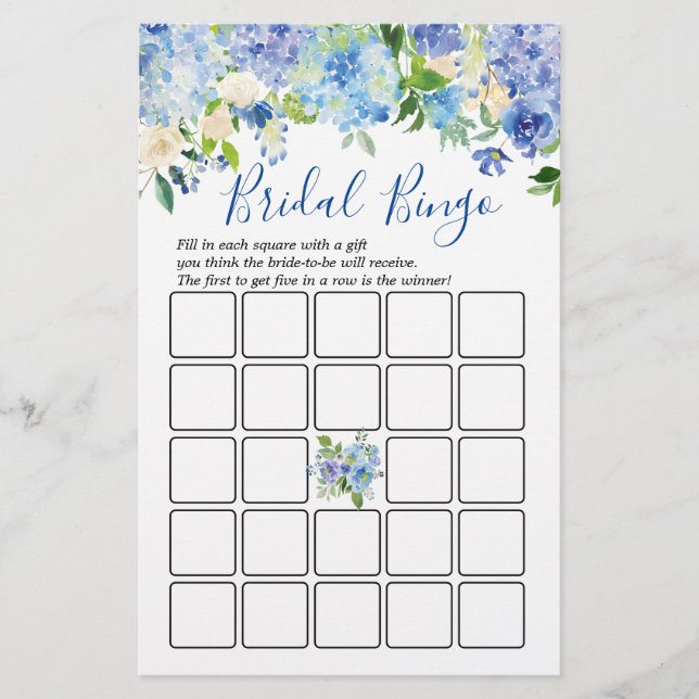 Papier Lumière Blue Hydrangeas Floral Fête des mariées Je (Devant)