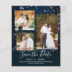 Papier Lumières Bleues Étincelantes Photo de Mariage Save