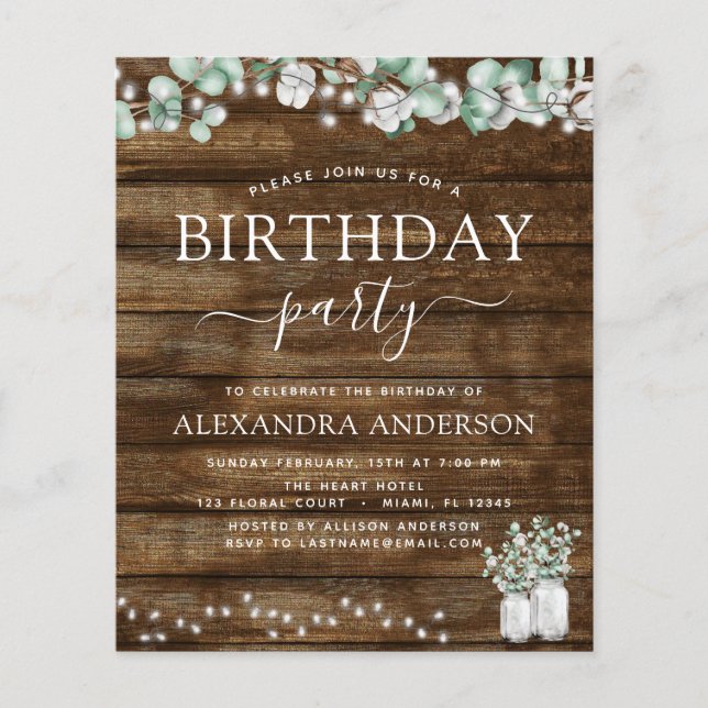 Papier Lumières de Fête de Fiançailles Rustique Eucalyptu (Devant)