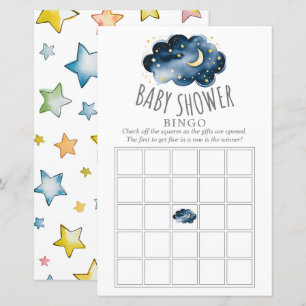 Papier Lune et étoiles Baby shower Bingo Jeu