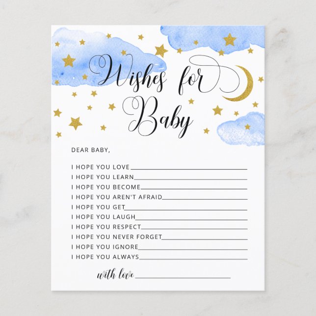 Papier Lune et étoiles Voeux pour Baby Card (Devant)